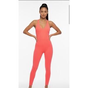 Free People Movement Never Better One-Piece Jumpsuit in Neon Coral Size M NWT$98